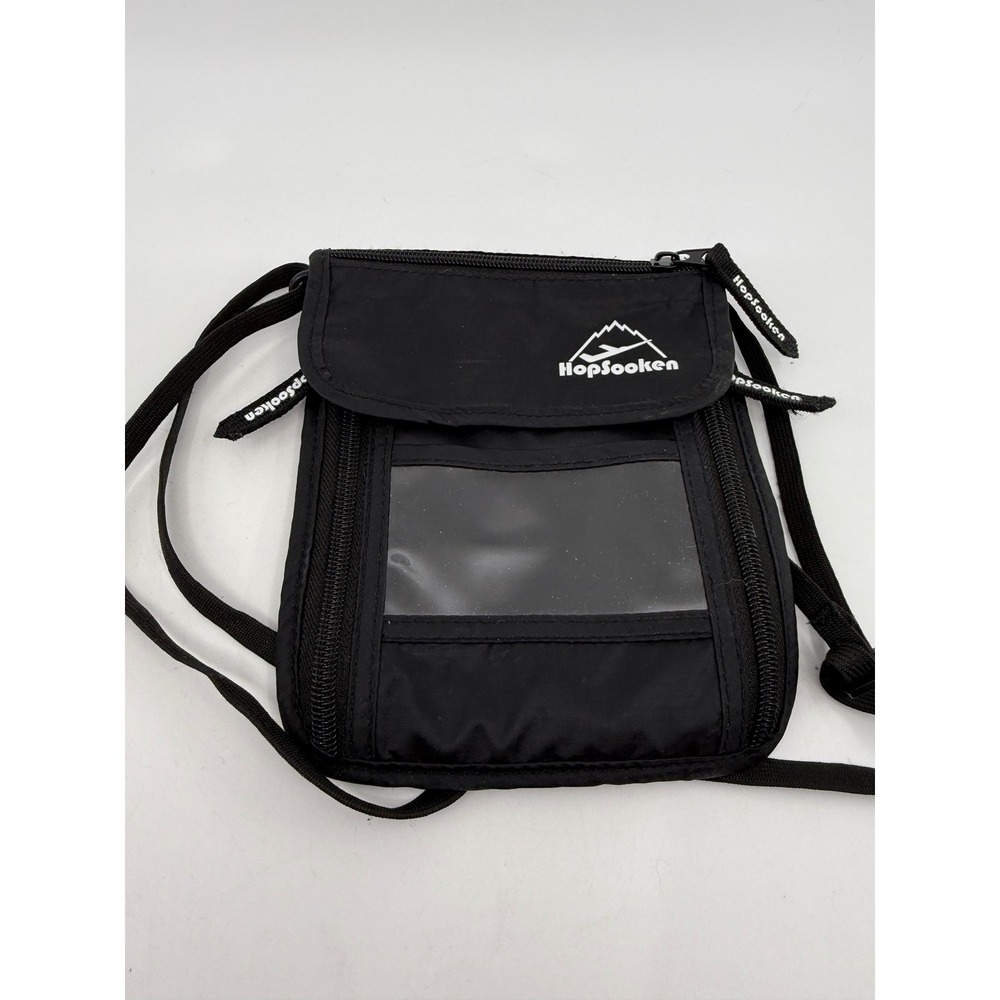 Hopsooken Black Nylon RFID Blocking Neck Wallet Passport Holder Travel Pouch